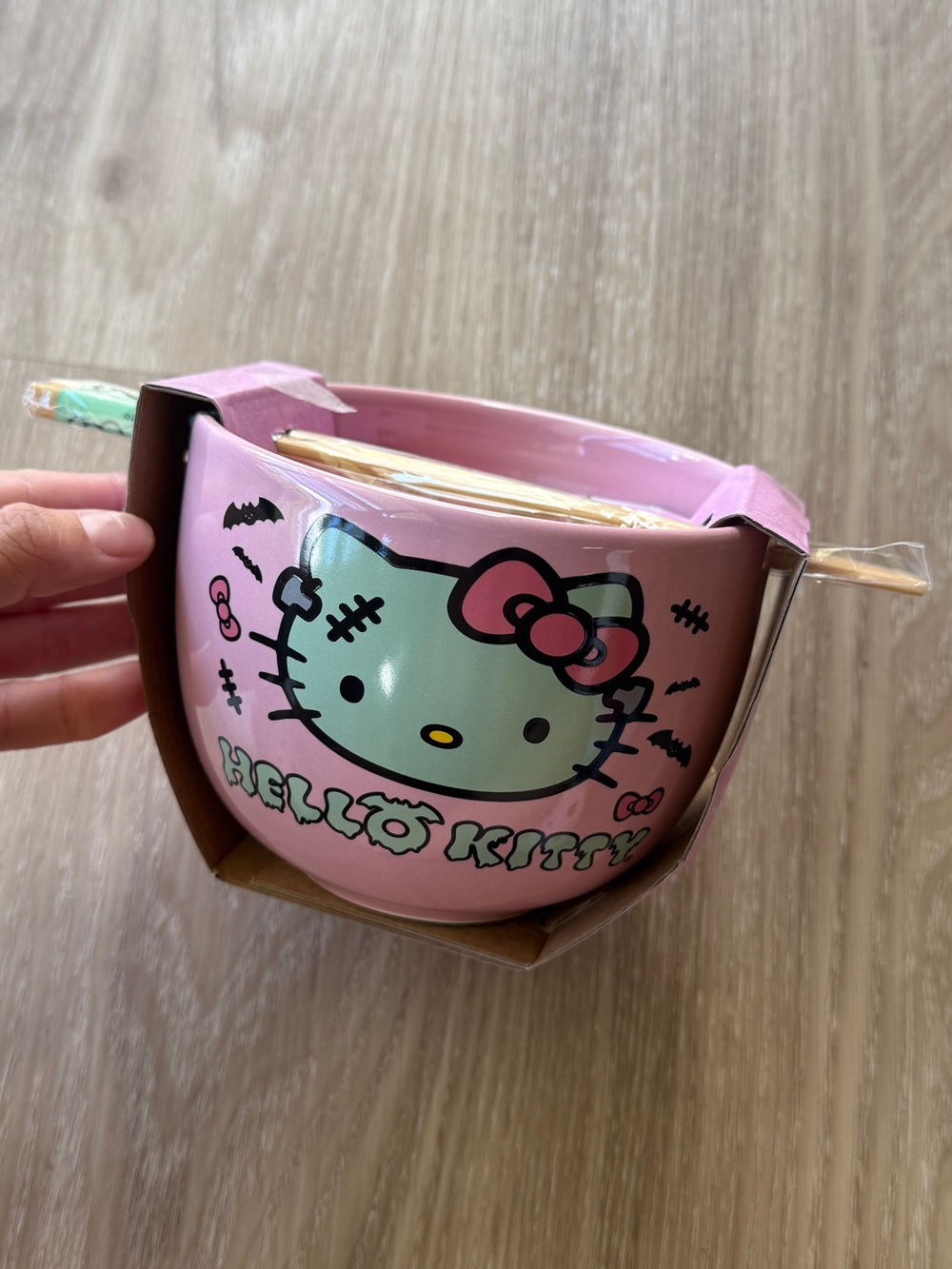 Hello Kitty Halloween Frankenstein Bowl with chopsticks